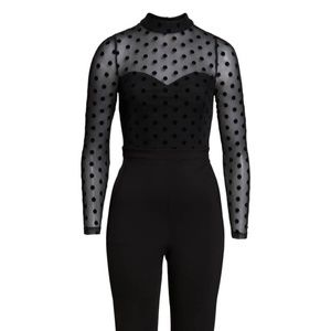 french connection lea polka dot mesh jumpsuit